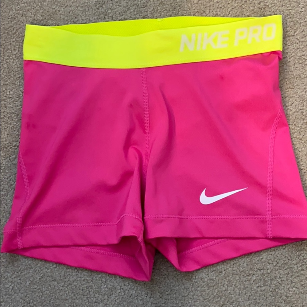 Nike Pro Dri-fit neon pink spandex shorts